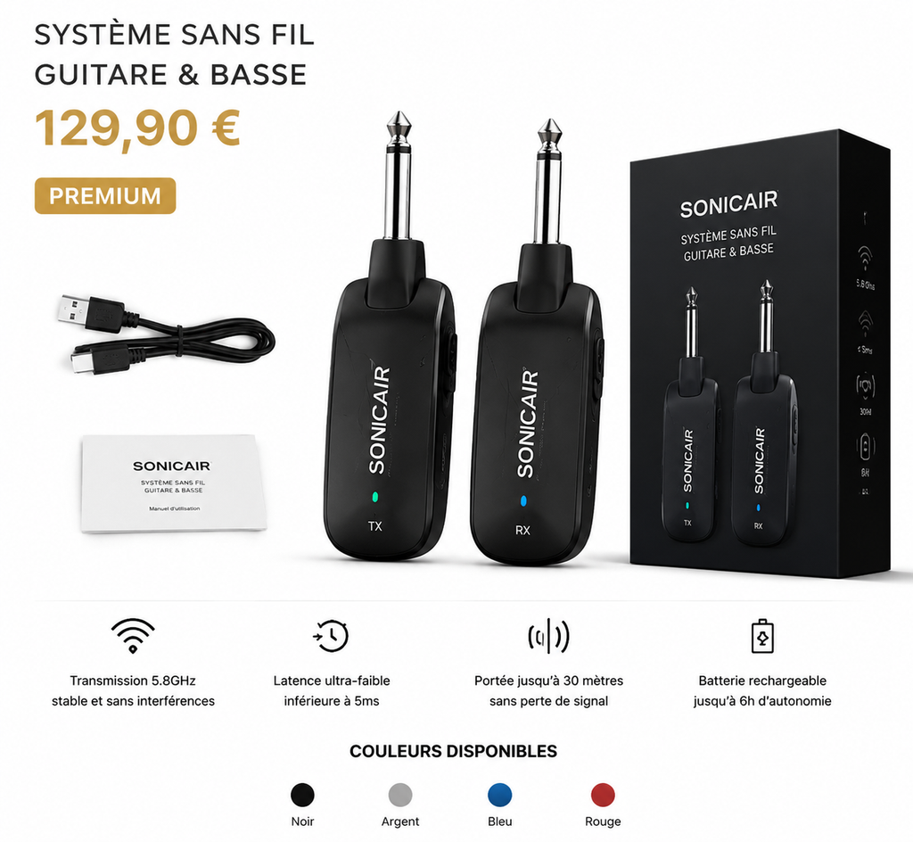 système sans fil prémium pour guitare et basse